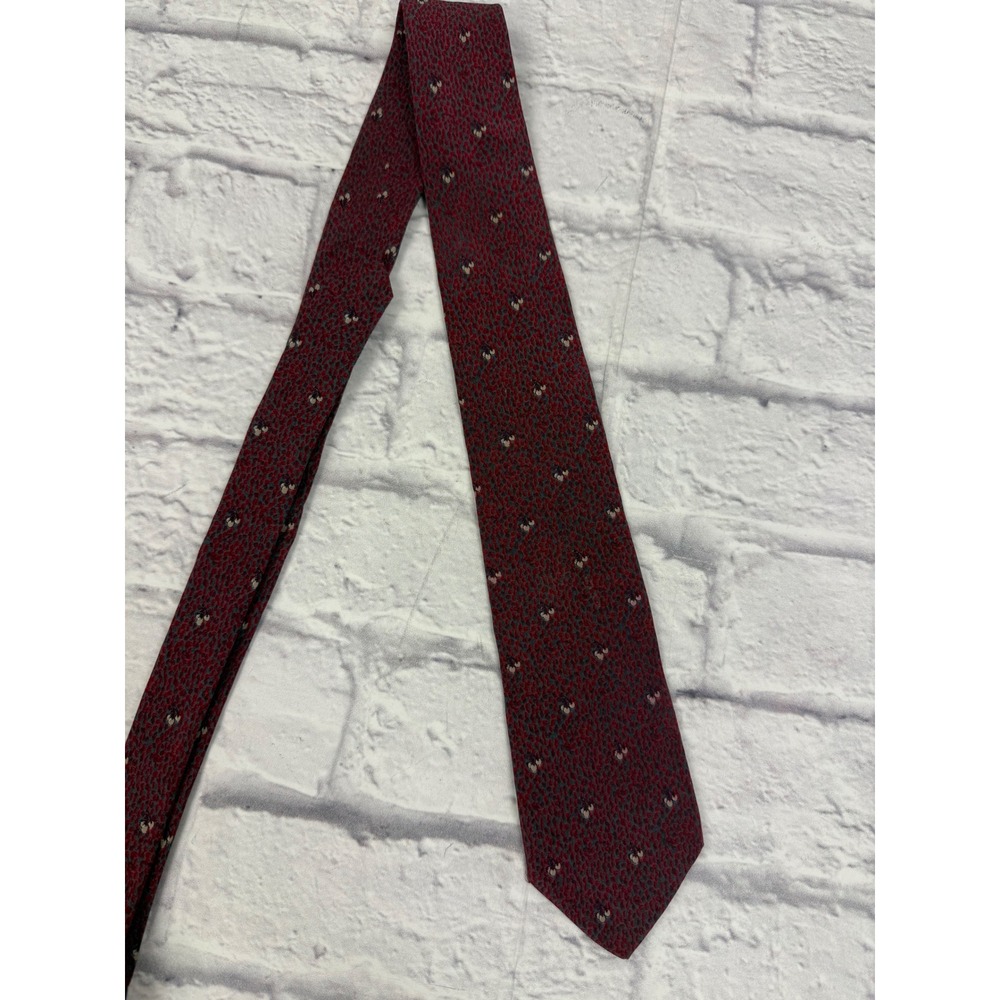 Valentino Garavani Silk Tie Mens Red Grey Vintage Print Made in Italy Designer
